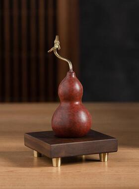 黄铜红色葫芦摆件客厅天然家居装饰品玄关电视柜子办公室高档礼品