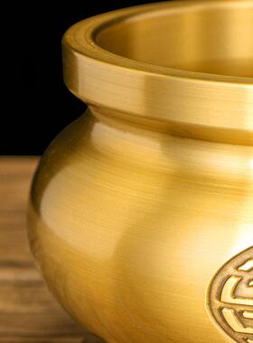 善缘堂黄铜香炉财神供佛心经道家插香铜炉家用堂口摆件4/5/6/7寸