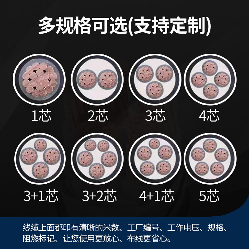 国标纯铜芯yjv22铠装电缆3*150+185 240 300 400平方4芯工程电力