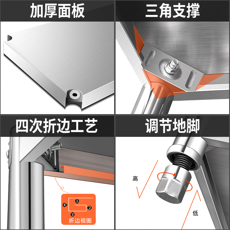 304不锈钢厨房置物架落地多x层微波炉烤箱收纳加厚储物货架可定制 - 图1