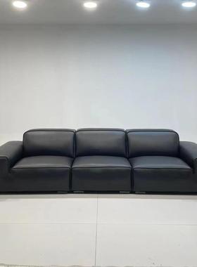 夏图大黑牛头层真皮客厅意式极简轻奢直排大中小户型皮艺沙发