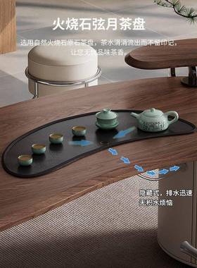 意式轻奢木纹茶桌别墅茶室家用会客桌茶台北美胡桃木茶桌4椅组合