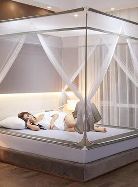 三开加厚支架坐床式防摔T型蚊帐方顶拉链式加高加密帐纱家用