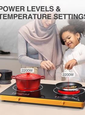 双头双灶电陶炉家用电磁炉三眼红外台式大功率光波多头炉英文