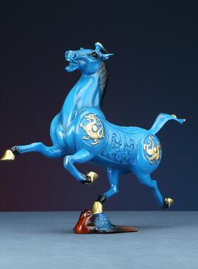 彩绘马踏飞燕摆件工艺品客厅办公室装饰品开业礼品