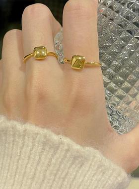 方块戒指女时尚简约几何指环气质百搭网红高级感方形光圈戒子新款