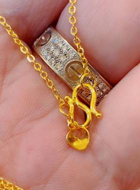 黄金色双环项链环环相扣套链送女友时尚小众百搭饰品轻奢新潮靓丽