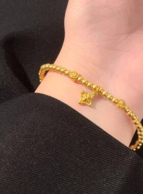 金色珠子手链女士时尚蹦迪爆闪碎金轻奢百搭手串生日礼物送女友