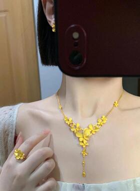 繁花似锦新中式花韵蝴蝶项链时尚轻奢高级感套链颈饰婚礼物送女友
