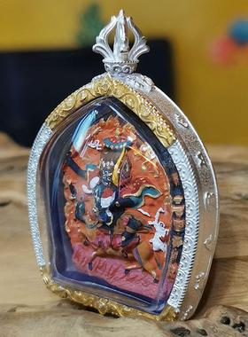 西藏矿物质彩绘擦擦佛像嘎乌盒吊坠本命佛吉祥天母随身唐卡小佛像