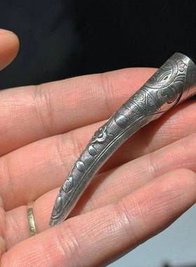 古代清朝皇后妃子银色指甲套假长护甲手指配饰收藏古风古玩老物件