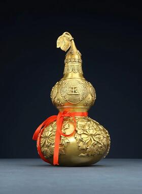 【玉堂富贵】黄铜葫芦摆件工艺品客厅办公室家居装饰品