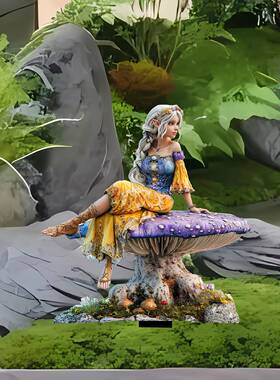 跨境紫色蘑菇花园插牌上的奇幻仙女亚力克防水耐磨庭院地插挂件摆