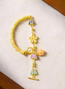 复古小众高端金色首饰烧蓝国潮手链成品展示古风时尚气质手链女