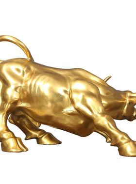 黄铜铸造旺市牛华尔街牛生肖牛黄铜定制工艺品摆件