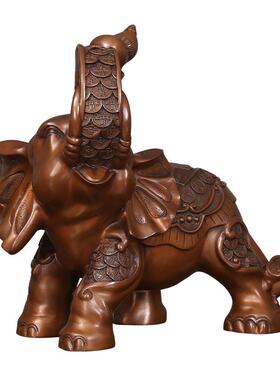 黄铜铸造福禄对象大象紫铜定制工艺品摆件