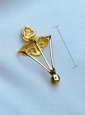 镀色平安扣卡扣经典花纹扣头镶翡翠玉坠扣万能玉吊坠夹扣配件