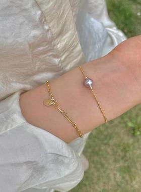 厚实素金色链可叠戴镀金欧美风方形项链精致锁骨链手链配饰品