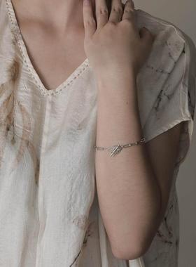 【安喜扣】翡翠手链小众设计师925纯银回形针OT扣手链送礼物