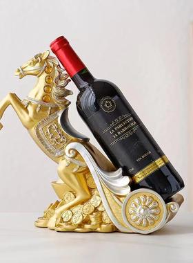 招财马拉车红酒架子酒柜装饰品摆件电视柜家居饰品树脂工艺品金色