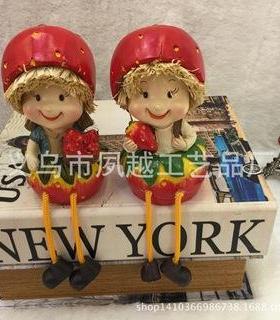 树脂工艺品创意水果吊脚娃娃可爱水果人物创意家居摆设装饰艺术