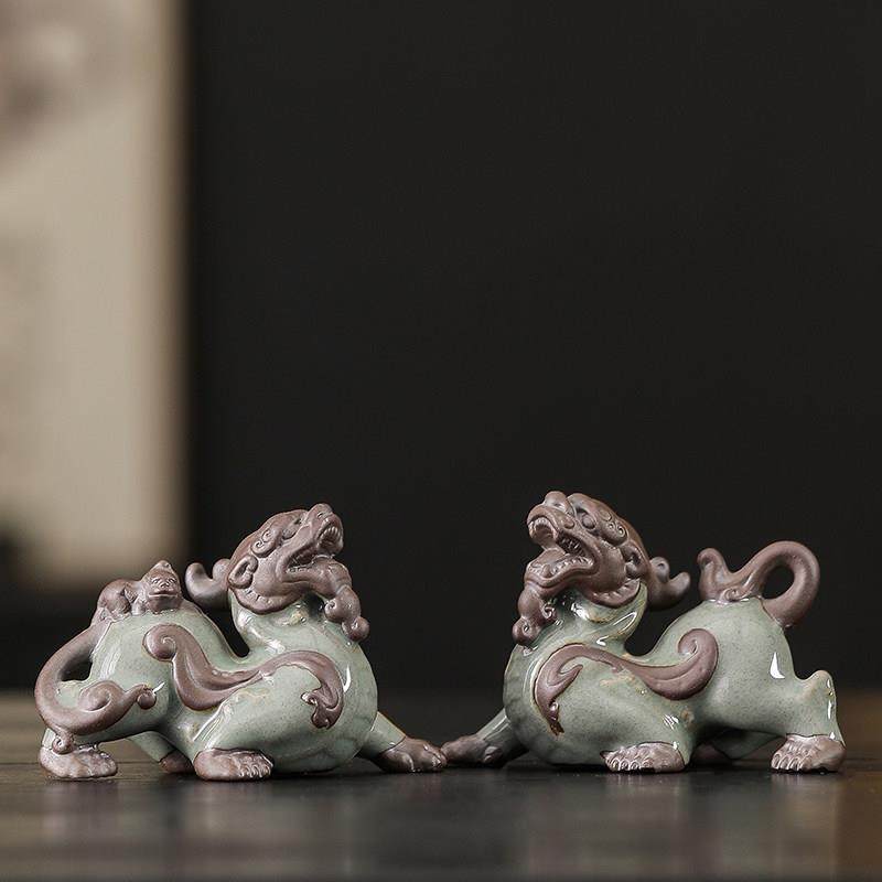 招财貔貅摆件一对陶瓷聚财办公室桌面装饰品风水开业摆设礼品礼物,淘宝优惠券,粉丝福利购,淘宝优惠卷