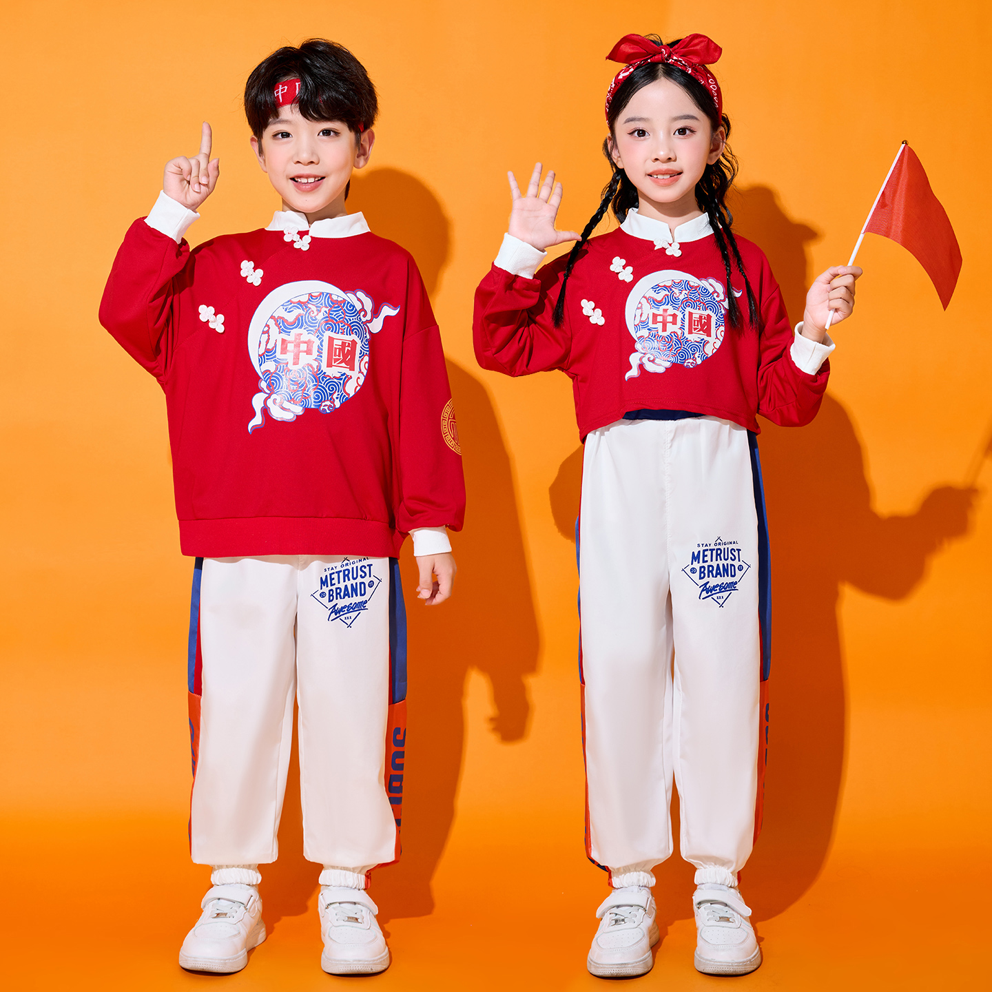 元旦儿童啦啦队演出服装小学生运动会开幕式中国风幼儿园爱国班服 - 图3