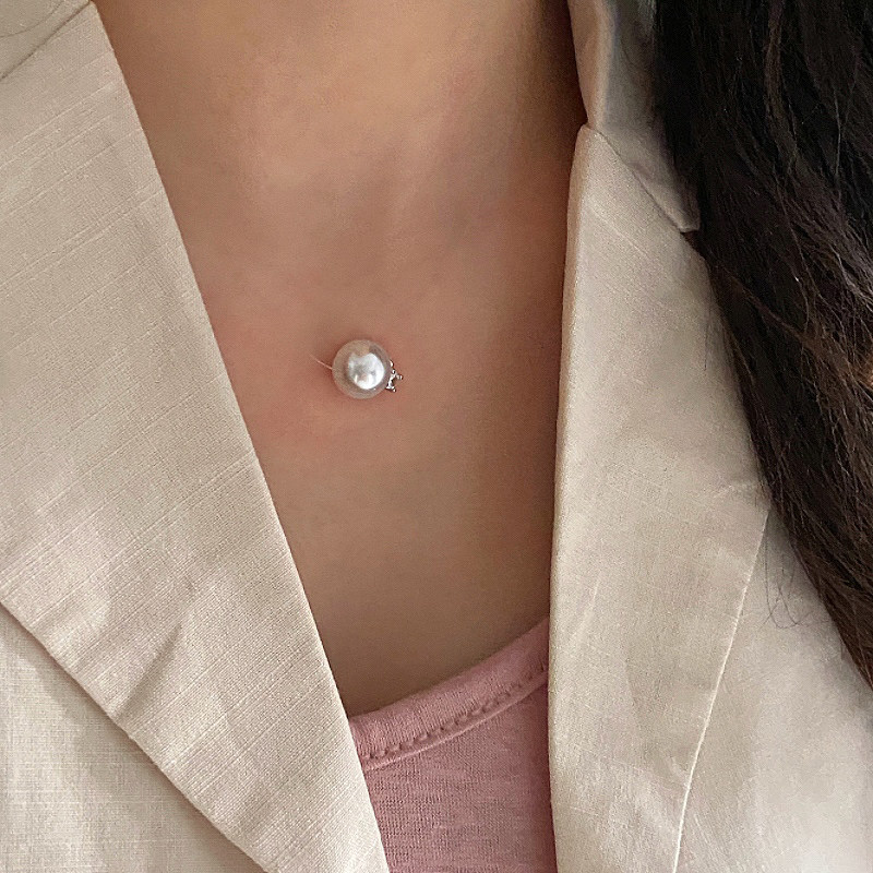 人鱼之泪施家珍珠锆石吊坠鱼线项链女简约设计感闪钻日常通勤项饰,淘宝优惠券,粉丝福利购,淘宝优惠卷