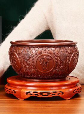 铜居元宝聚紫铜元宝宝盆》摆件家饰品礼品桌面客厅办公室公司开业