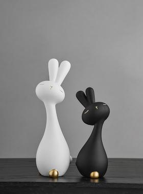 客厅摆件高档电视柜桌面兔子装饰品艺术家居饰品轻奢高级感小众