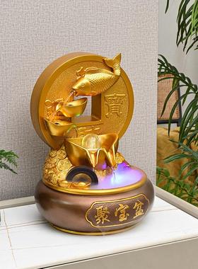 招财流水摆件循环水景观聚宝盆客厅办公室桌面风水轮开业乔迁