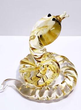 水晶蛇生肖摆件蛇年新年礼物生日礼品琉璃十二生肖家居客厅装饰品