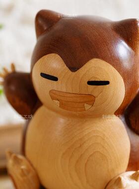 卡比兽摆件/创木工坊实木可爱客厅玄关桌面摆件创意礼物送朋友