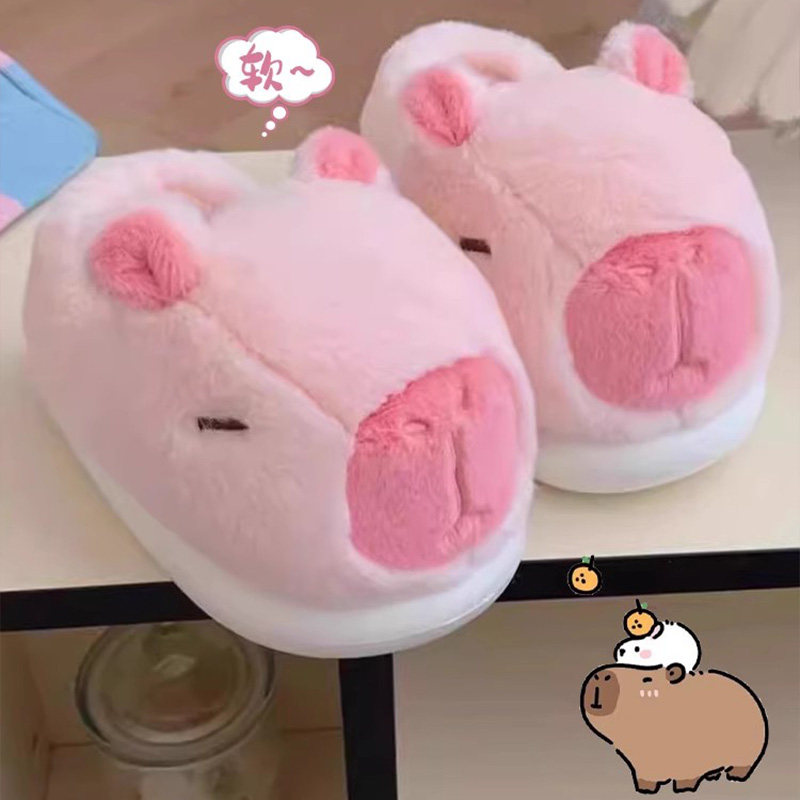 细细条卡皮巴拉冬季室内居家可爱男女童包跟毛毛鞋儿童亲子棉拖鞋,淘宝优惠券,粉丝福利购,淘宝优惠卷