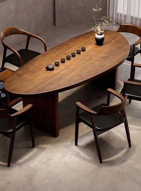 家用现代简约中式客厅异形实木茶桌不规则阳台泡茶桌椅茶几组合