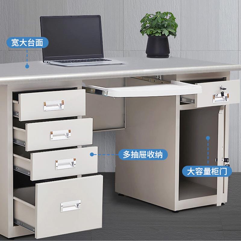 304不锈钢办公桌实验室无尘车间防锈带抽屉斗写作台不锈钢电脑桌 - 图0