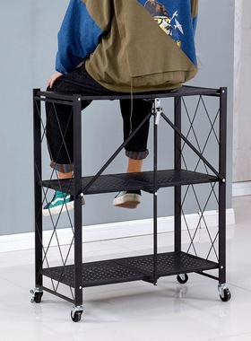 免安装折叠厨房用品置物架新款热销落地式多层微波炉储物收纳架