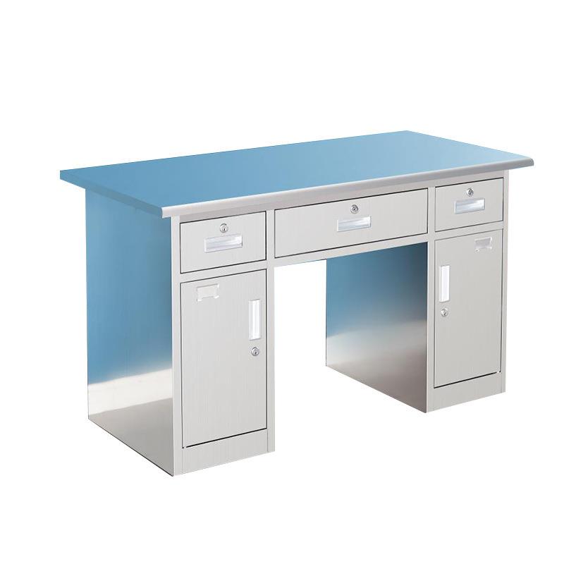 304不锈钢办公桌实验室无尘车间防锈带抽屉斗写作台不锈钢电脑桌 - 图3