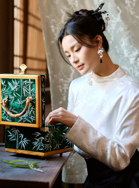 唯伊辰国风首饰盒轻奢刺绣珠绣
