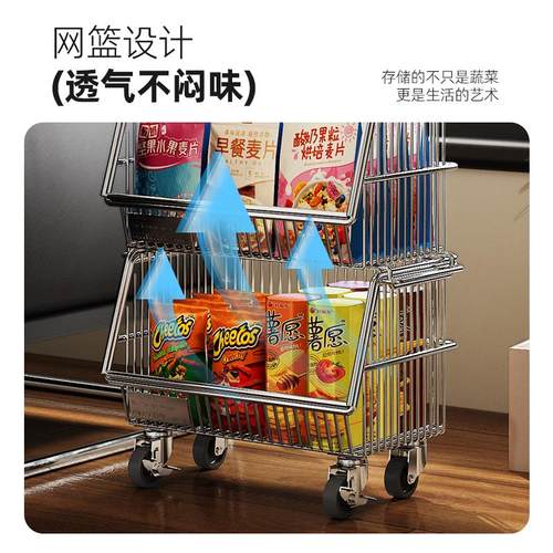 中古推车零食置物架可移动沙发边柜五层整理筐家用落地收纳储物架 - 图2