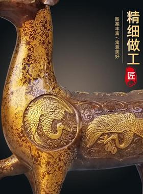 大型铜鹿梅花鹿铜鹿饰品创意工艺品礼品定制雕塑富禄龙凤鹿铜器
