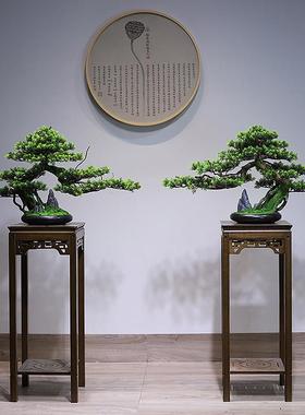 新中式迎客松盆景禅意摆件 客厅茶室玄关桌博古架装饰品景观摆设