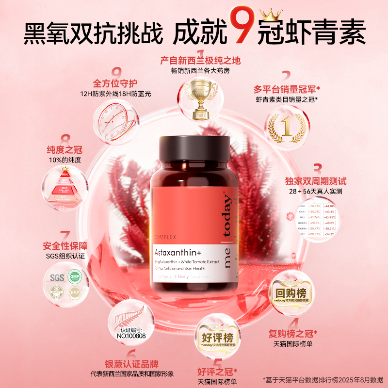 metoday打光瓶虾青素5效精华谷胱甘肽软胶囊30粒