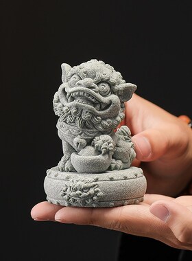 国潮中式石狮子一对招财镇宅家居阳台客厅玄关办公室桌面茶宠摆件