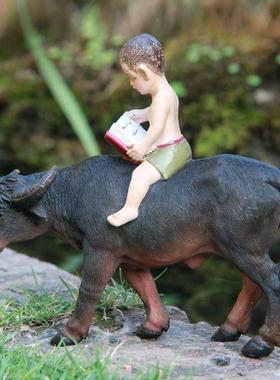 仿真水牛摆件桌面客厅装饰创意可爱牧童骑牛奋斗吉祥励志礼品礼物