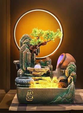 假山流水喷泉客厅桌面循环水招财风水轮办公室生财装饰水景小摆件