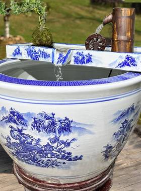 陶瓷鱼缸过滤器创意循环流水器摆件配件庭院假山喷泉循环流水器