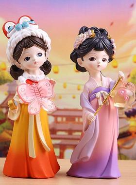 国潮风盛世芳华创意家居卧室玄关客厅装饰树脂摆件工艺品饰品新品