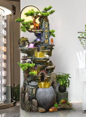 落地假山流水喷泉循环水景客厅办公室风车风水轮开 业礼品高山摆