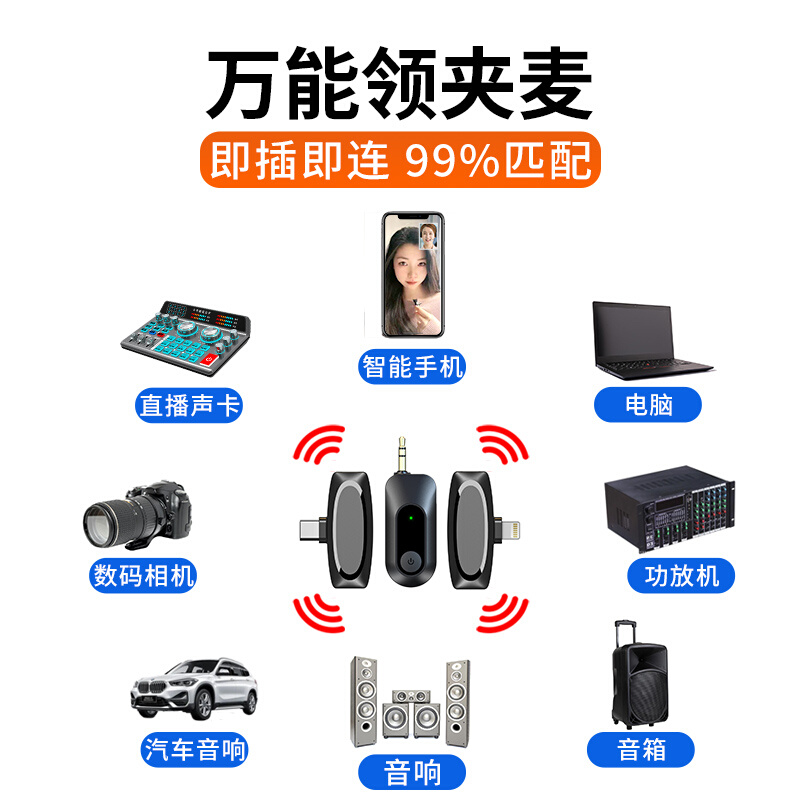 无线领夹麦克风老师上课专用扩音器话筒直播收音麦夹领式手机降噪-图1